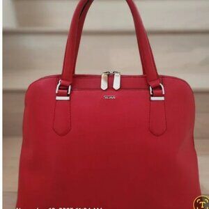 Like New Tumi Stanton Deonne Red Domed Leather Satchel